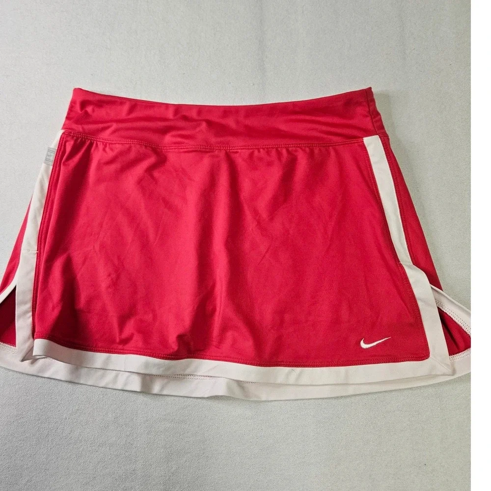 Nike Court Dri-FIT Tennis Skort Womens Medium Red White Athletic Skirt Active